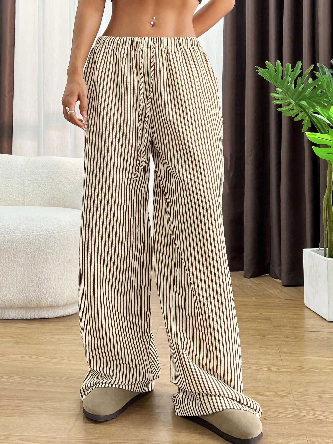 Striped & Printed Casual Daily Wear Women Spring/Summer Long Pants