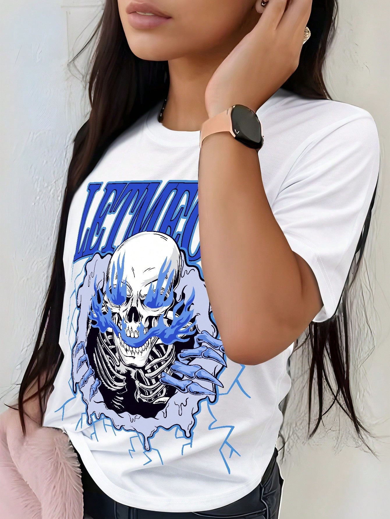 Summer Skull Pattern Printed Women's T-Shirt