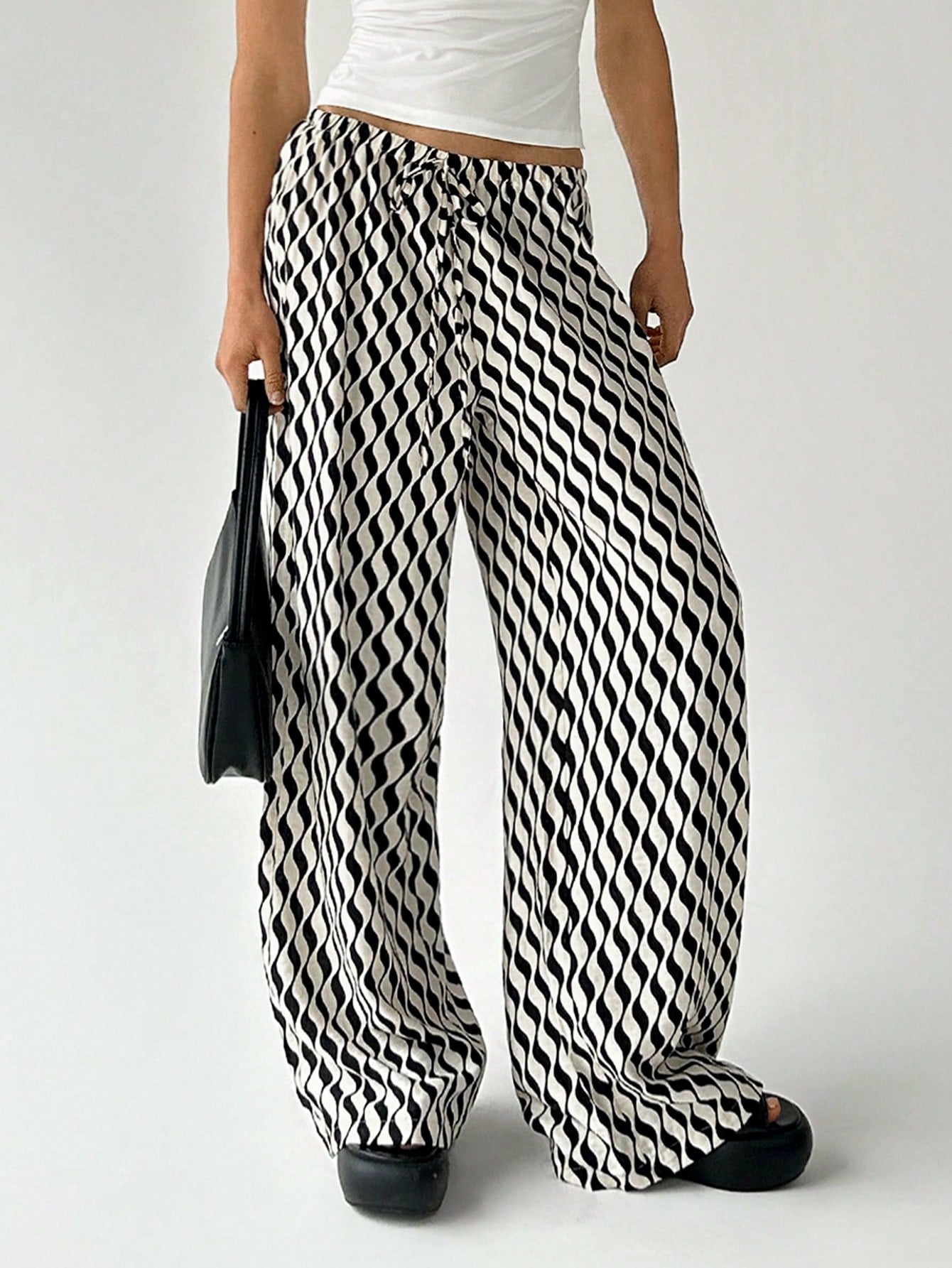 Women's Leopard Printed Drawstring Long Pants