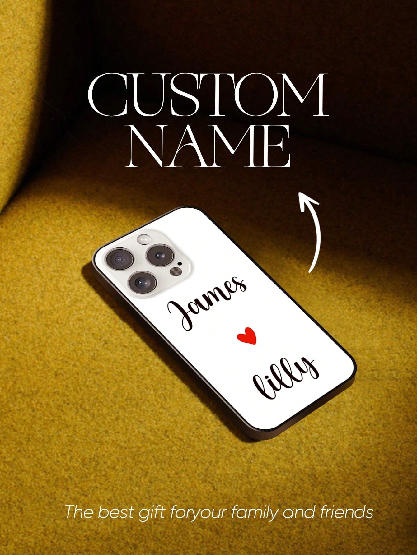 1pc Custom Couple Name Phone Case, Personalized Name Iphone Case, Custom Photo Iphone Case, Personalized Phone Case With Text, Custom Text Phone Case, Anniversary Gift, Valentine Gift, Birthday Gift, Wedding Gift, Mother's Day Gift, Father's Day Gift, Bes