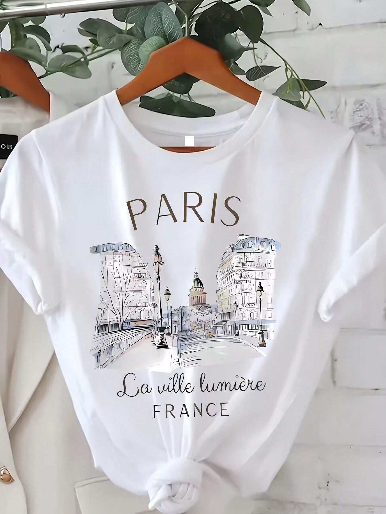 Women's Short Sleeve Paris Print Casual T-Shirt, Summer & Spring Top PARIS