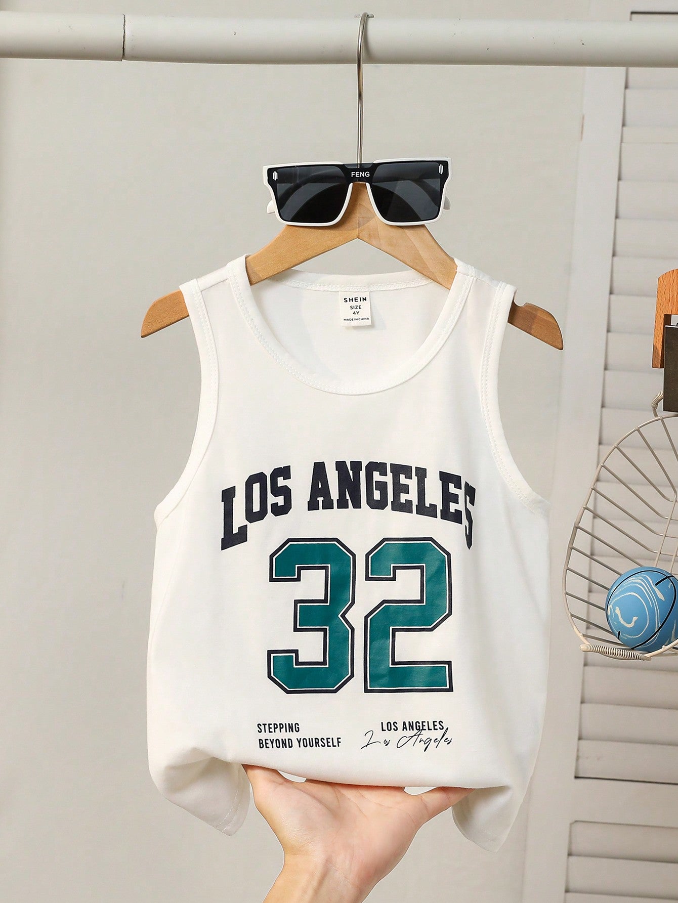 Young Boy Casual Letter & Number Printed Sleeveless Knit Tank Top