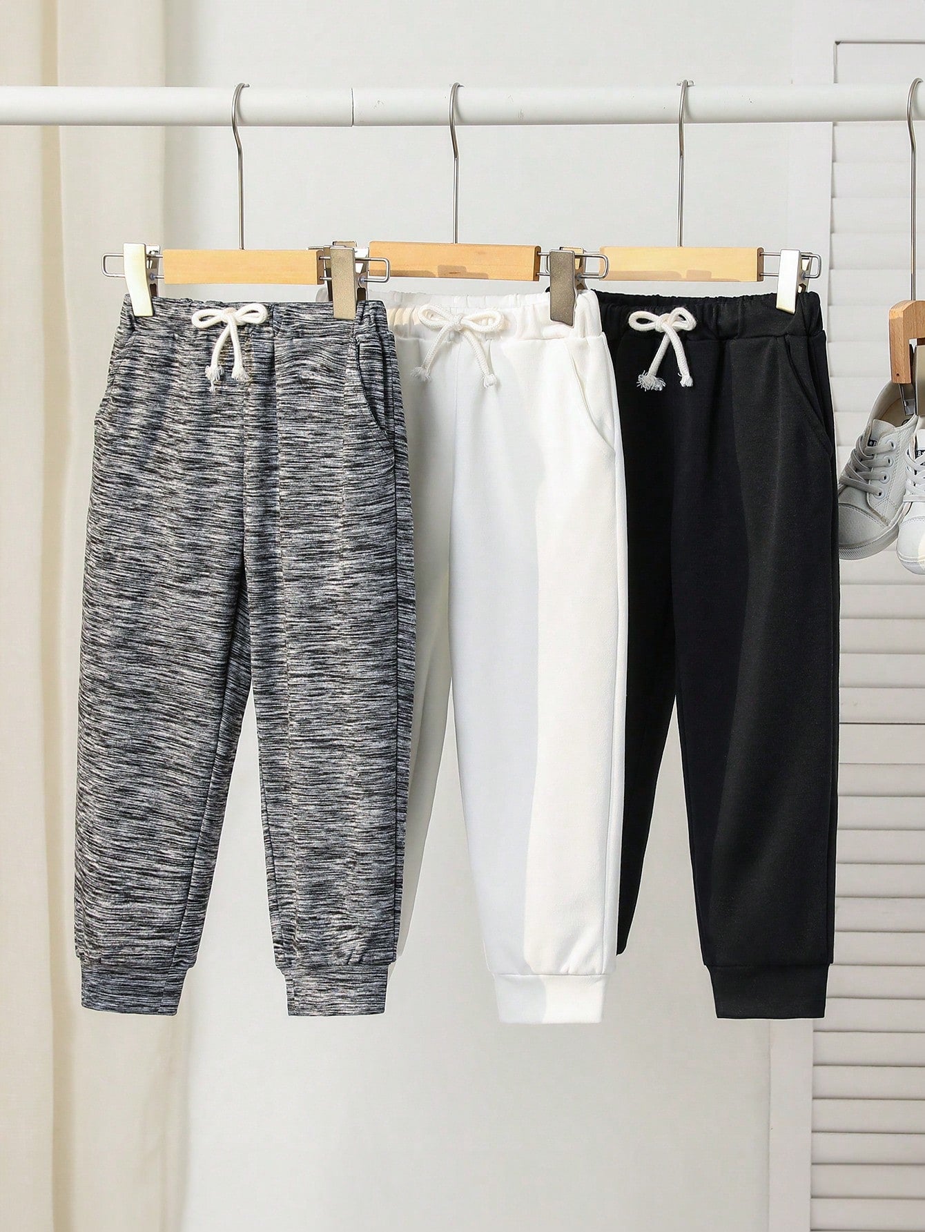 Young Boy 3pcs Drawstring Waist Sweatpants