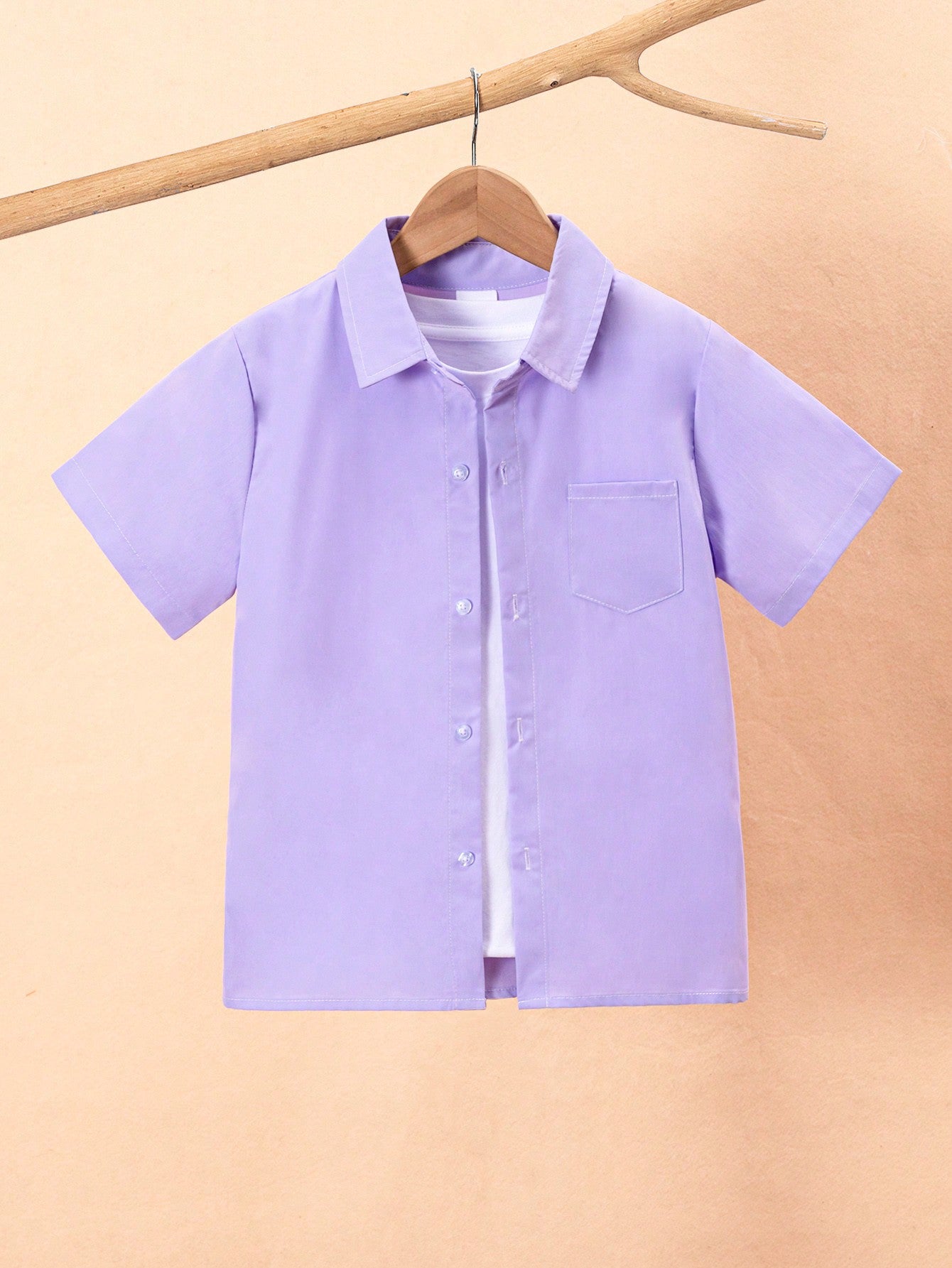 Tween Boy Classic Casual White Short-Sleeved Shirt, Suitable For Formal Events, Parties & Performances