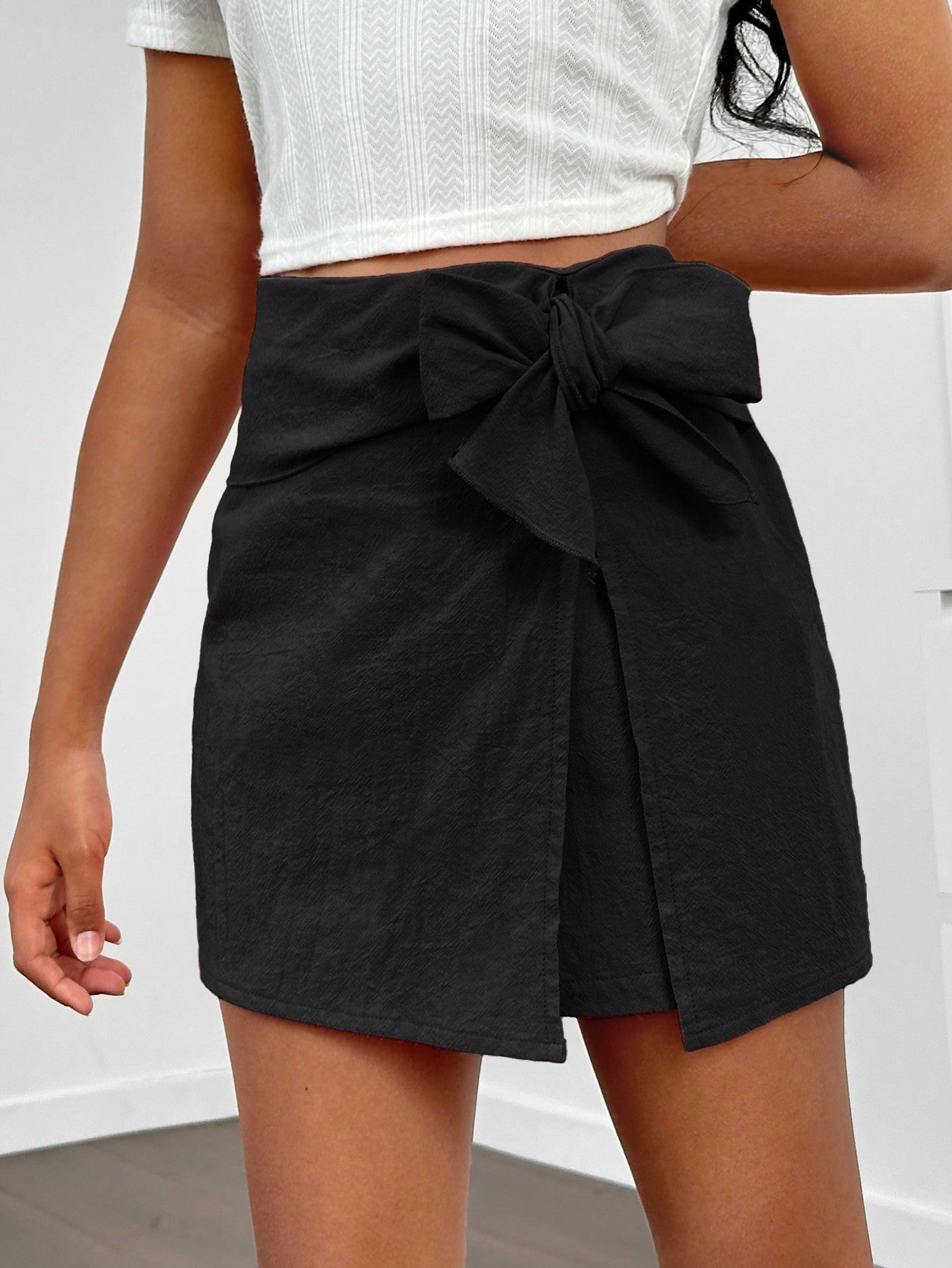 Tween Girl Casual Woven Solid Color Straight Shorts Skirt