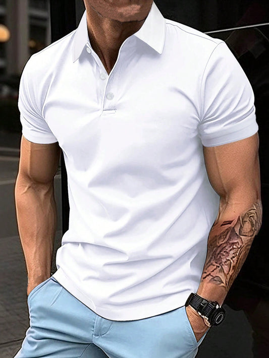 Men's Summer Solid Short Sleeve Casual Commuting Polo Shirt