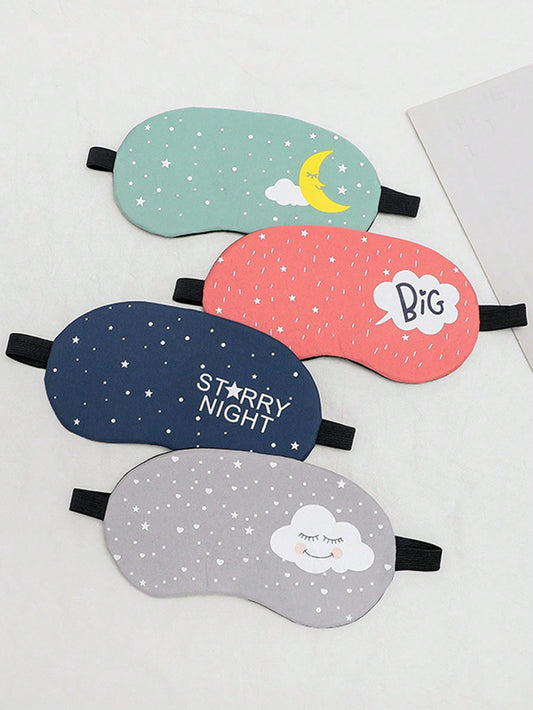 1pc Kids' Teenagers' Simple Letter, Moon, Cloud, Star Pattern Light-Blocking Student Sleep Eye Mask