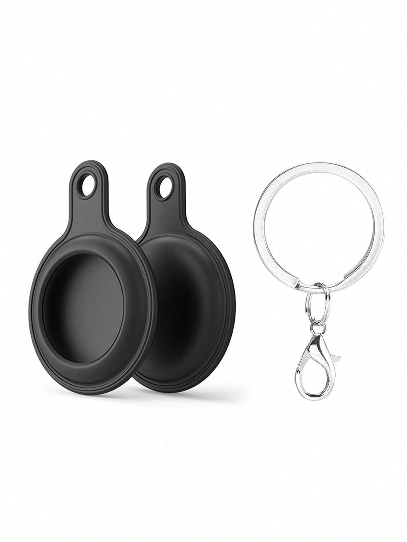 1pc Black Silicone Strap Keychain Compatible With Apple Airtag Tracker Protective Cover