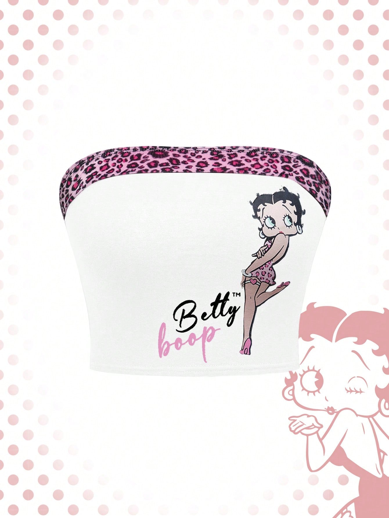 Women's Cartoon Character And Leopard Print Crop Tube Top For Summer