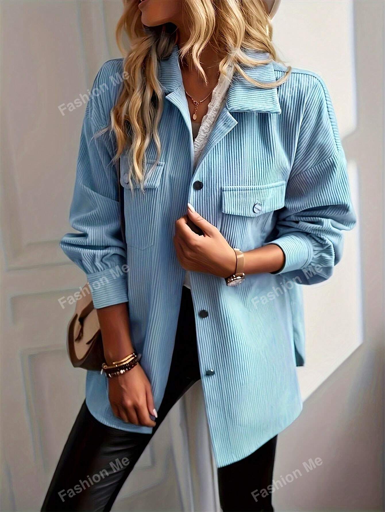 Ladies' Vintage Corduroy Long Sleeve Shirt Jacket