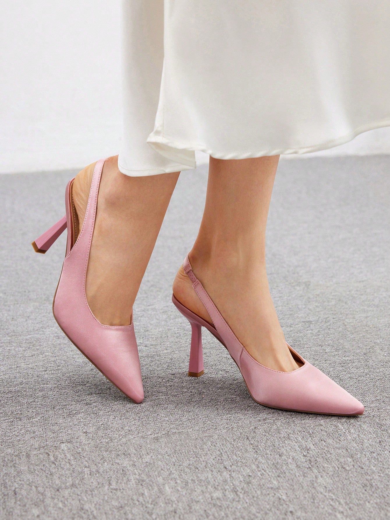 Woman Shoes Point Toe Pyramid Heeled Satin Slingback Pumps For Summer Graduation Heels Prom Heels Vacation Shoes Summer SaleSexy Party Baddie Trendy Chic Gorgeous Style