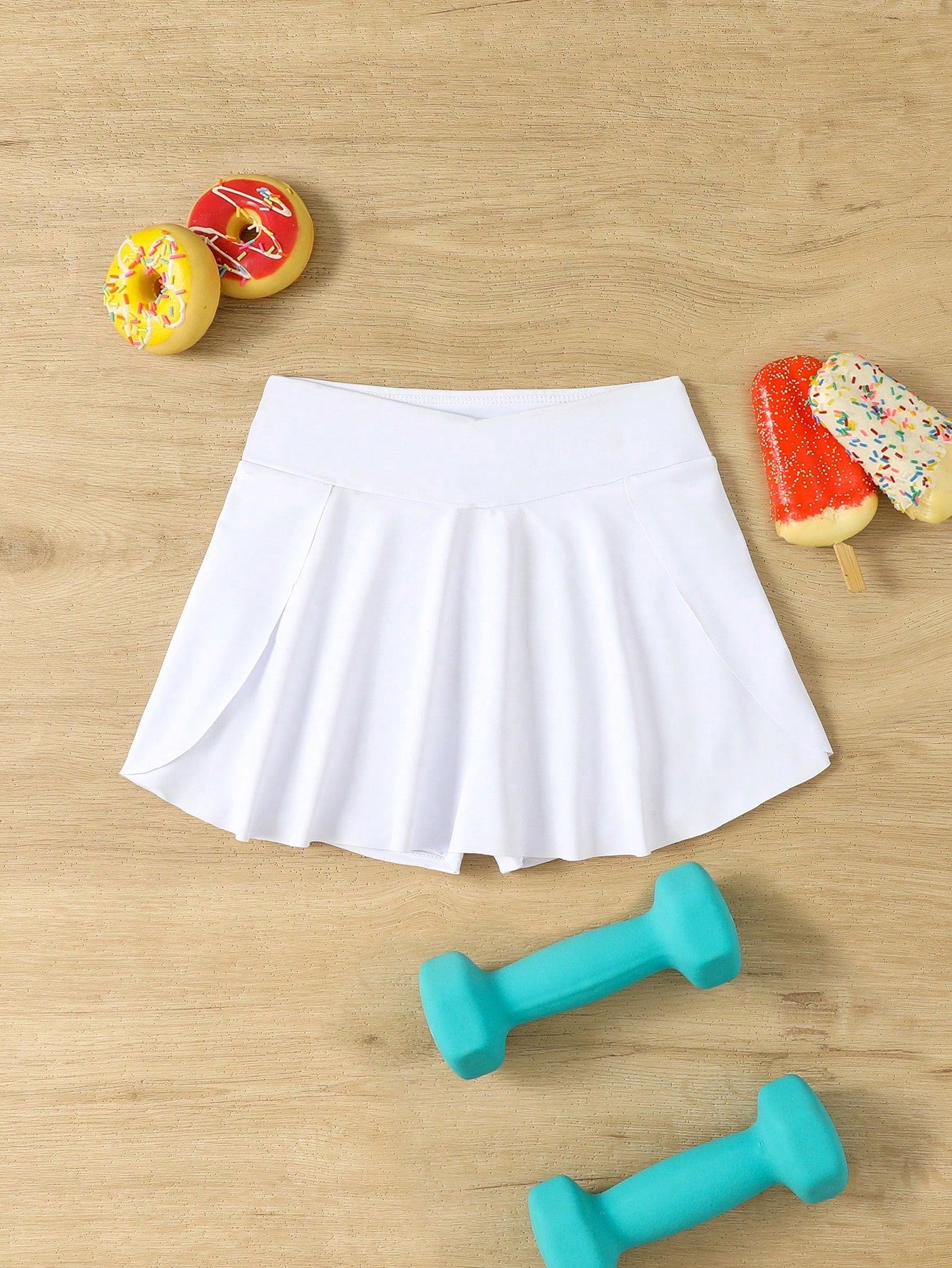 Young Girls' Sports Skirt Bottoming Skirt Imitation Two-Piece Solid Color