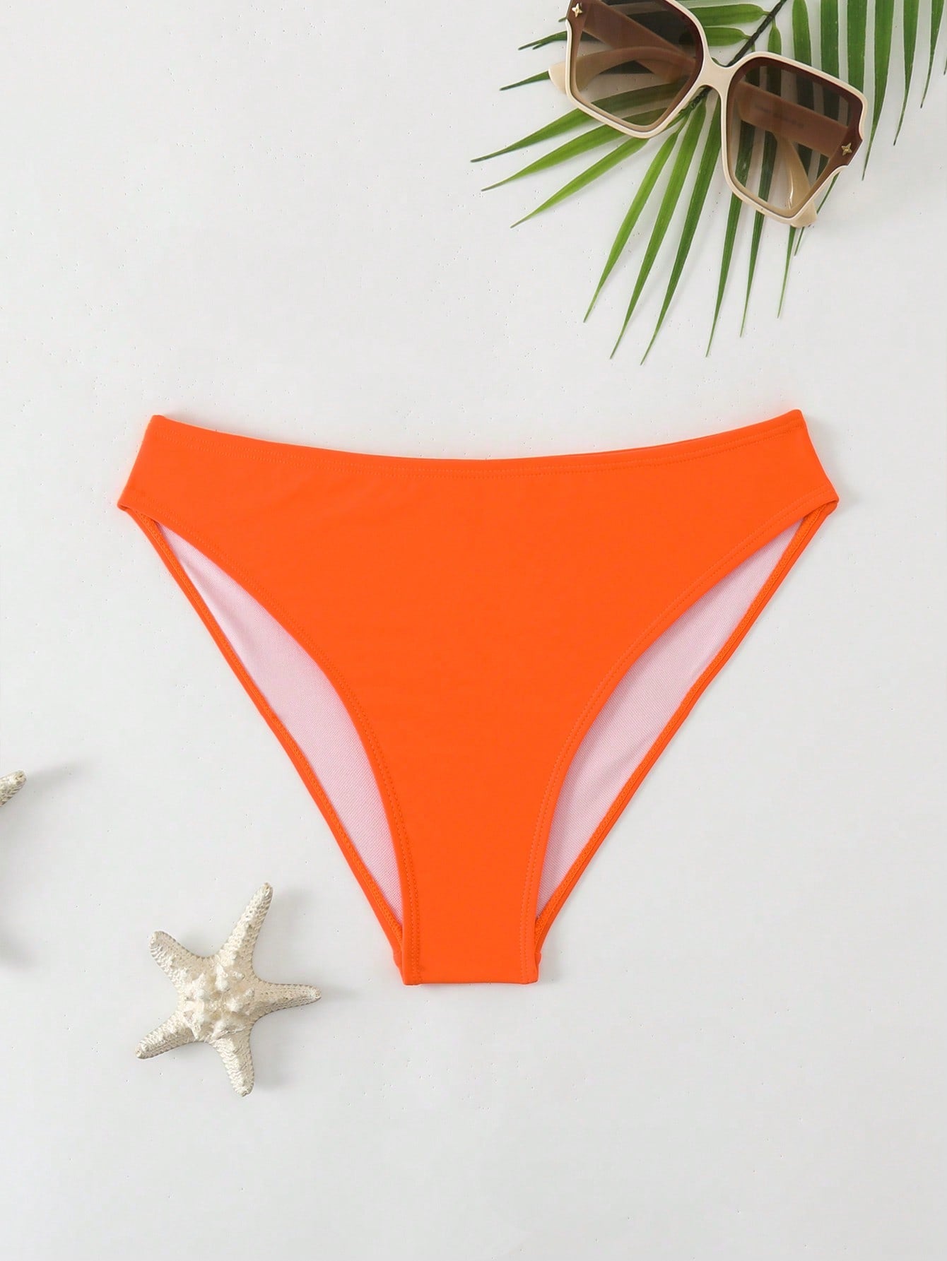 Swim Solid Color Elastic Bikini Bottom For Summer Beach