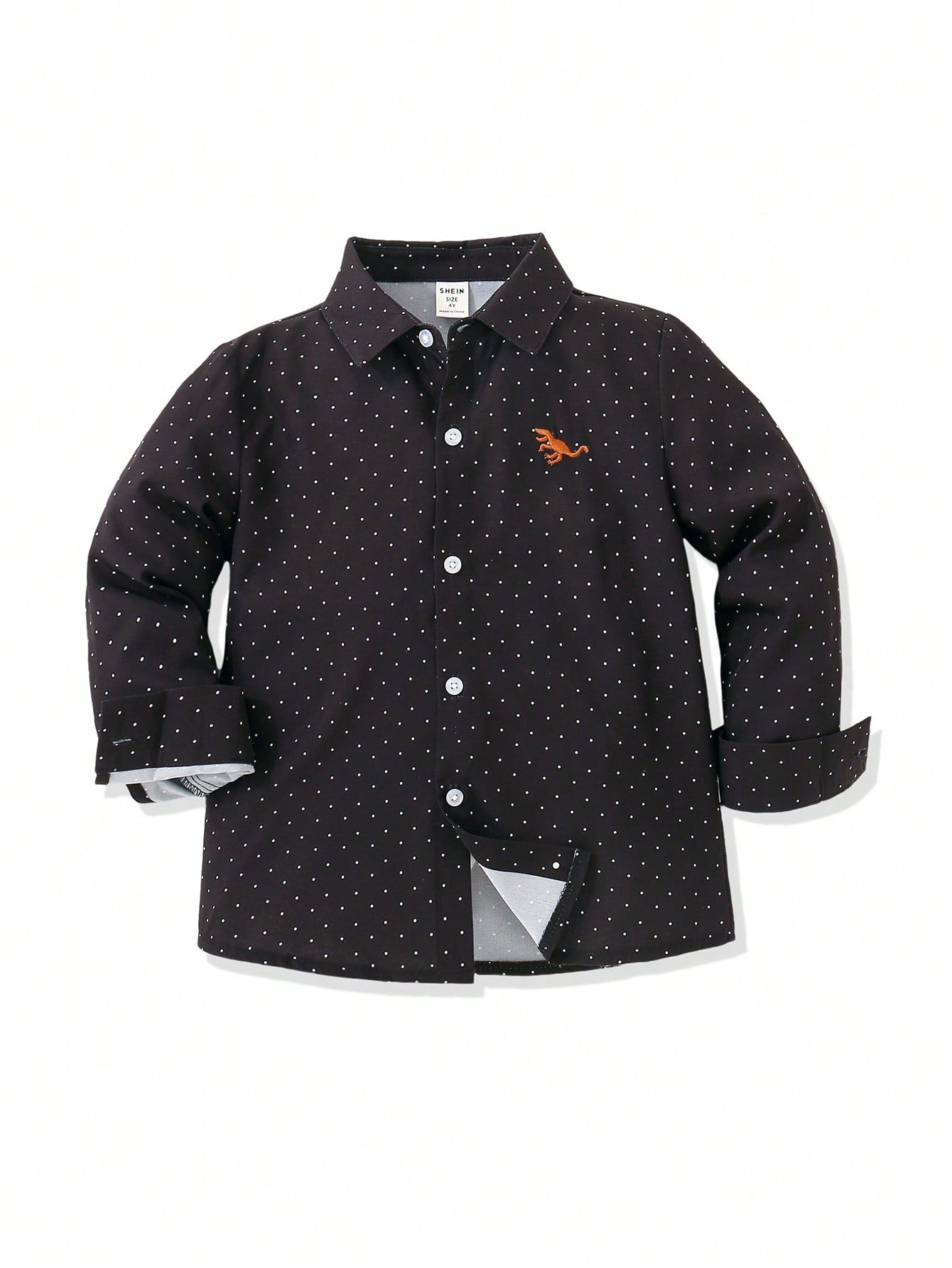 Young Boys' Comfortable Casual Long Sleeve Shirt With Blue Polka Dots For Spring And Summer