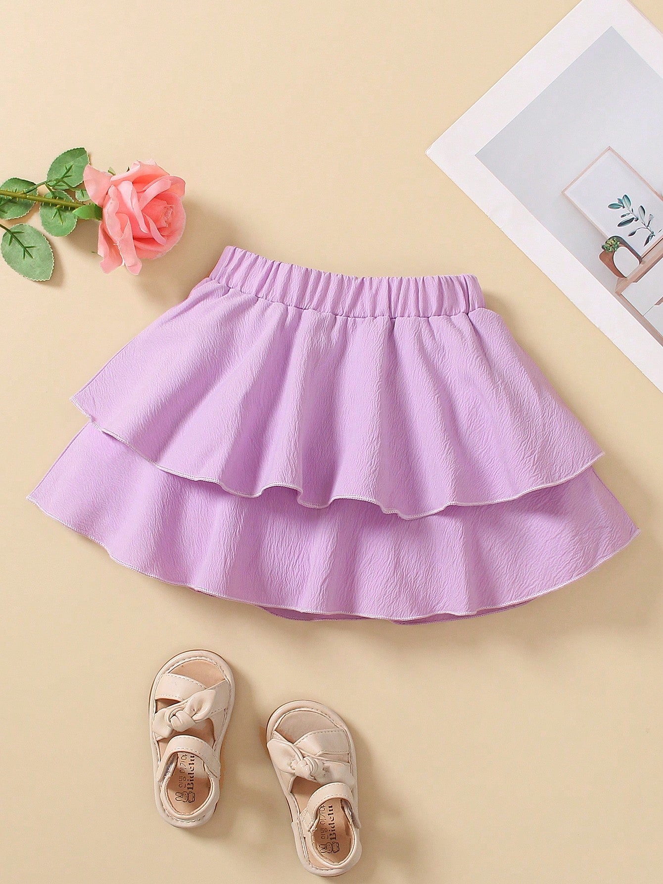 Young Girl Cute & Double Layer Short Skirt For Sweet Princess Look, Perfect For Summer Holiday