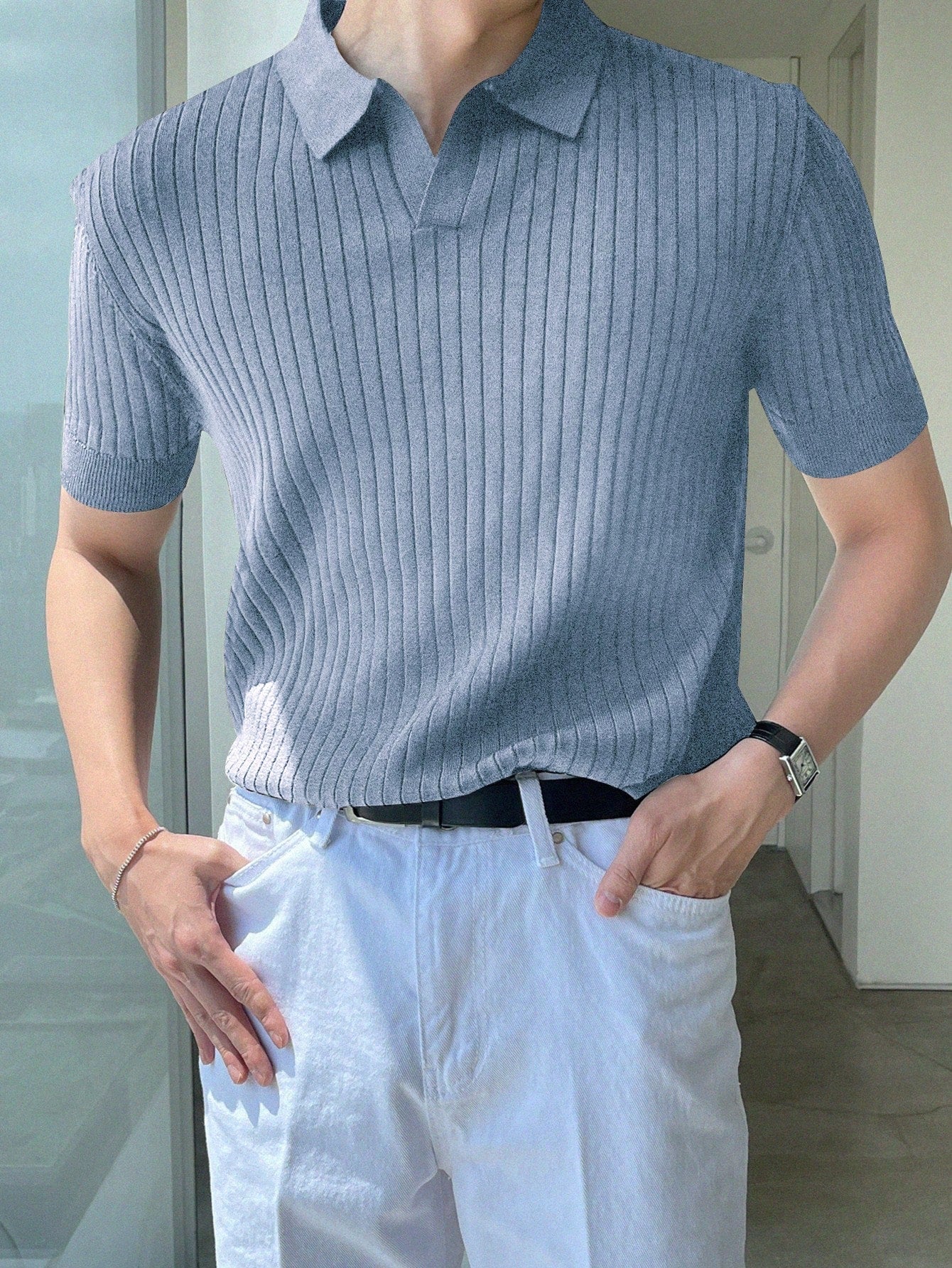 Men Ribbed Knit Top