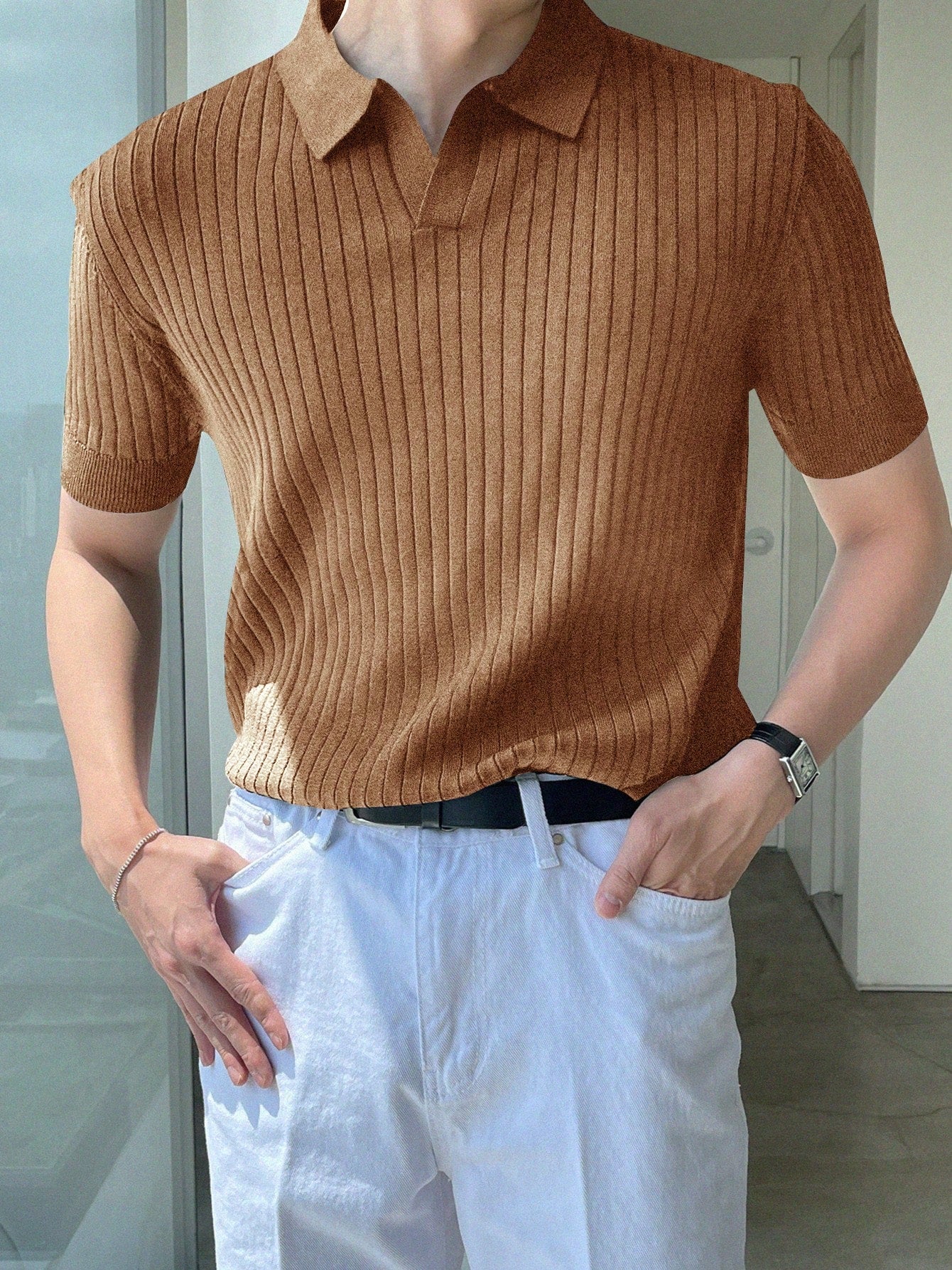 Men Ribbed Knit Top