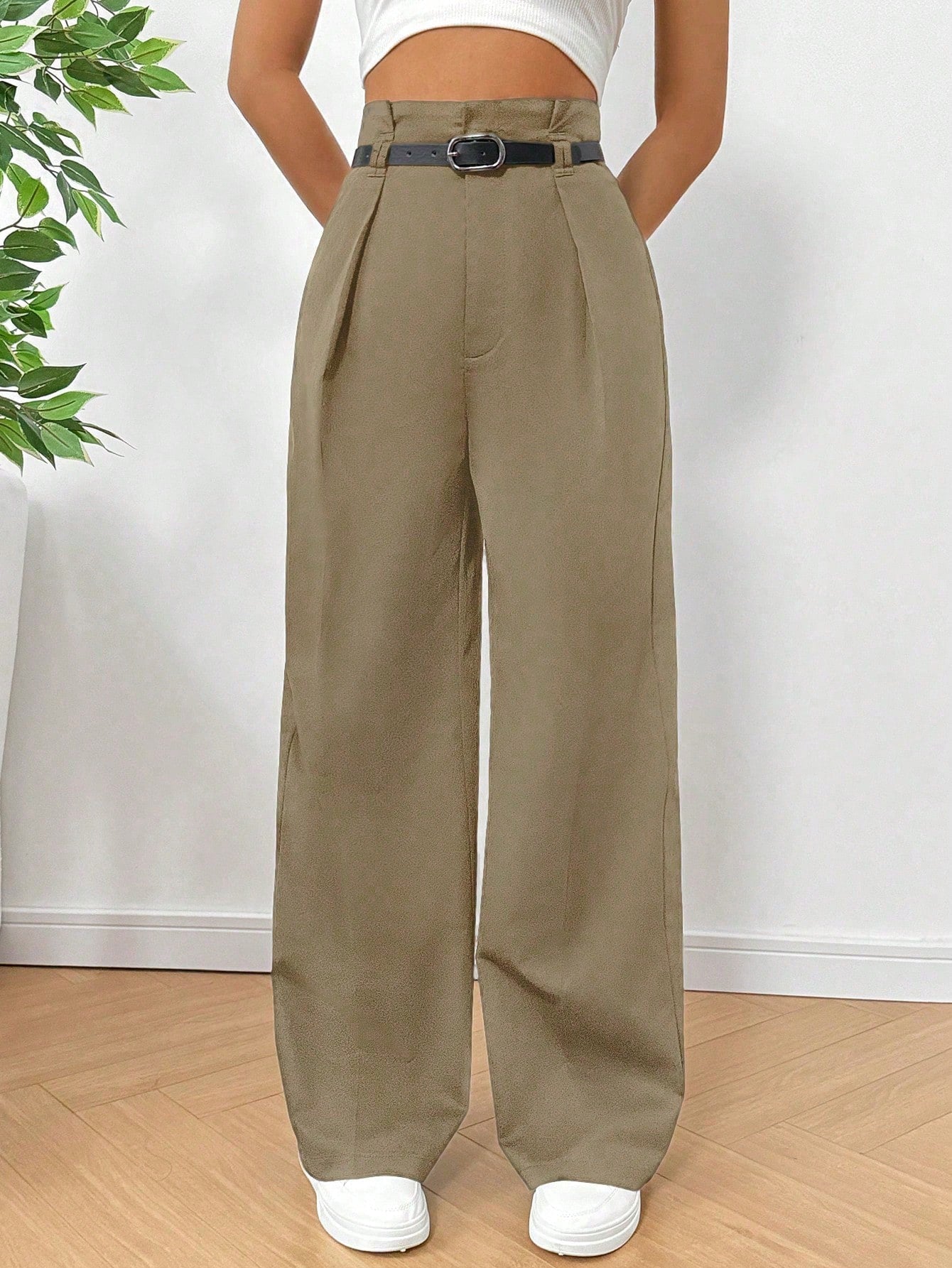 Women's Black Pleated Wide Leg Pants