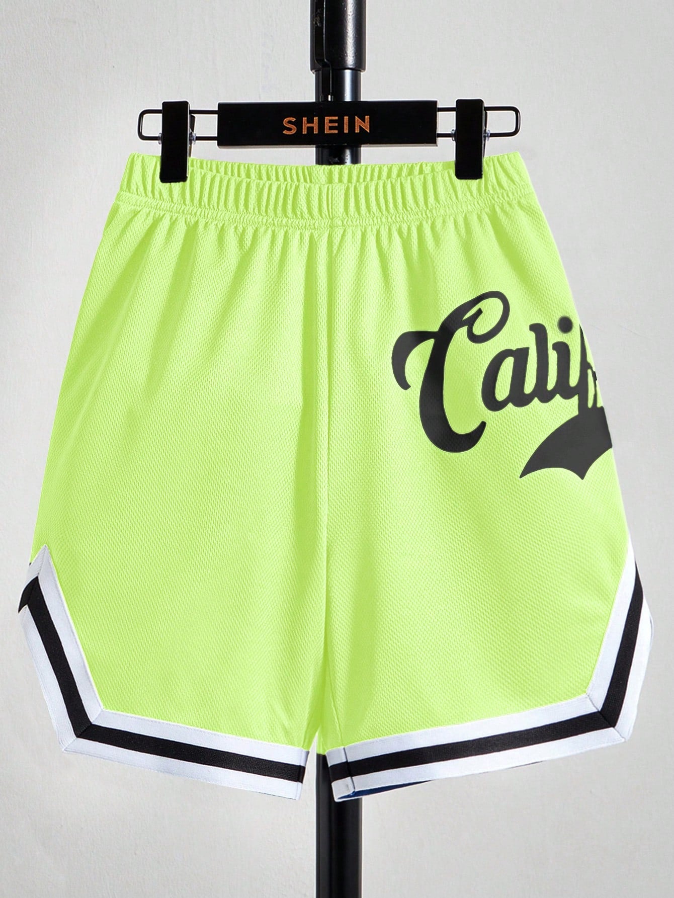 Tween Boys' Printed Letter Contrast Color Striped Sport Shorts For Summer