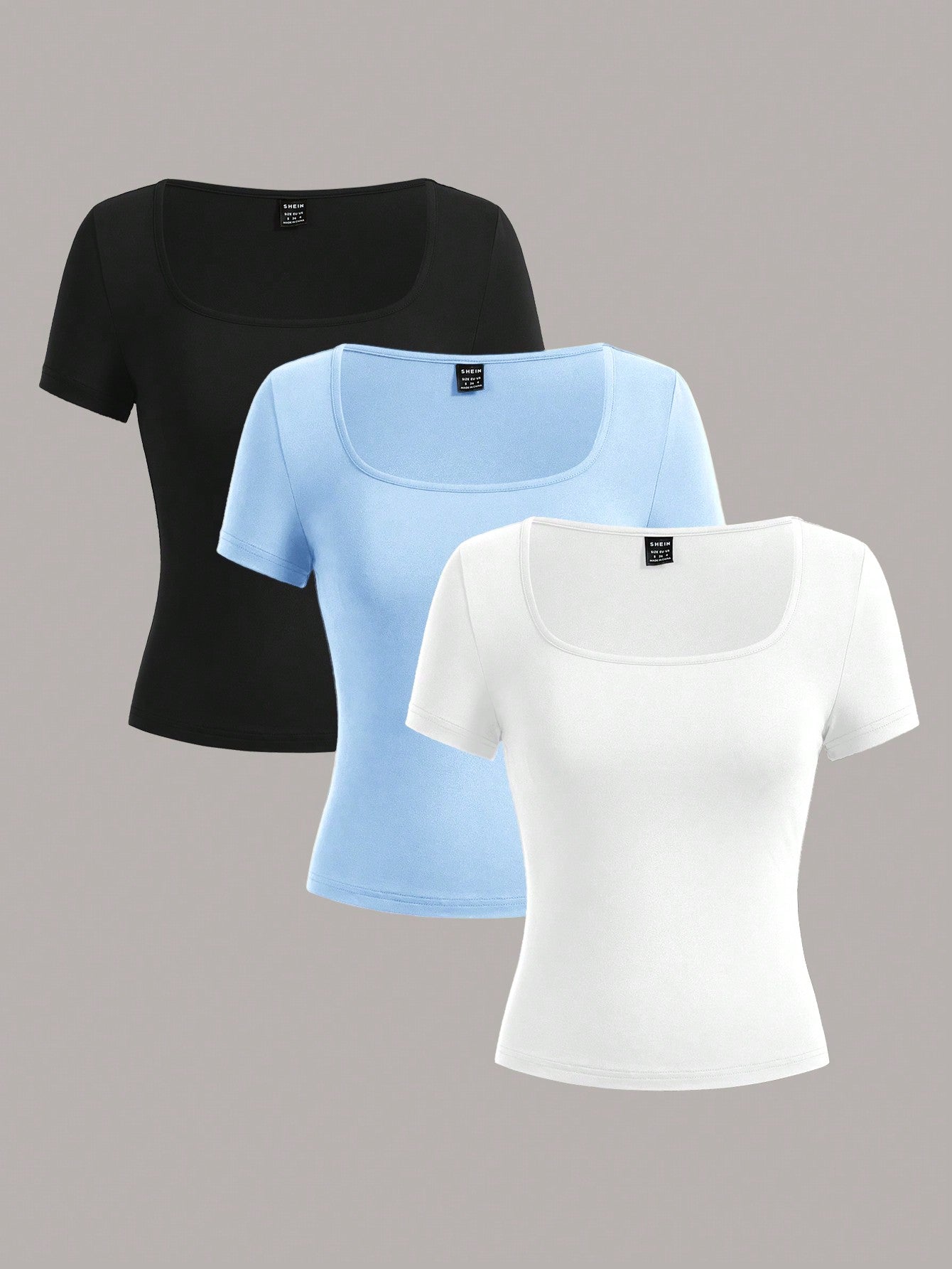 3pcs Women's Short Sleeve Short Casual Fitted T-Shirt Set Suitable For Summer