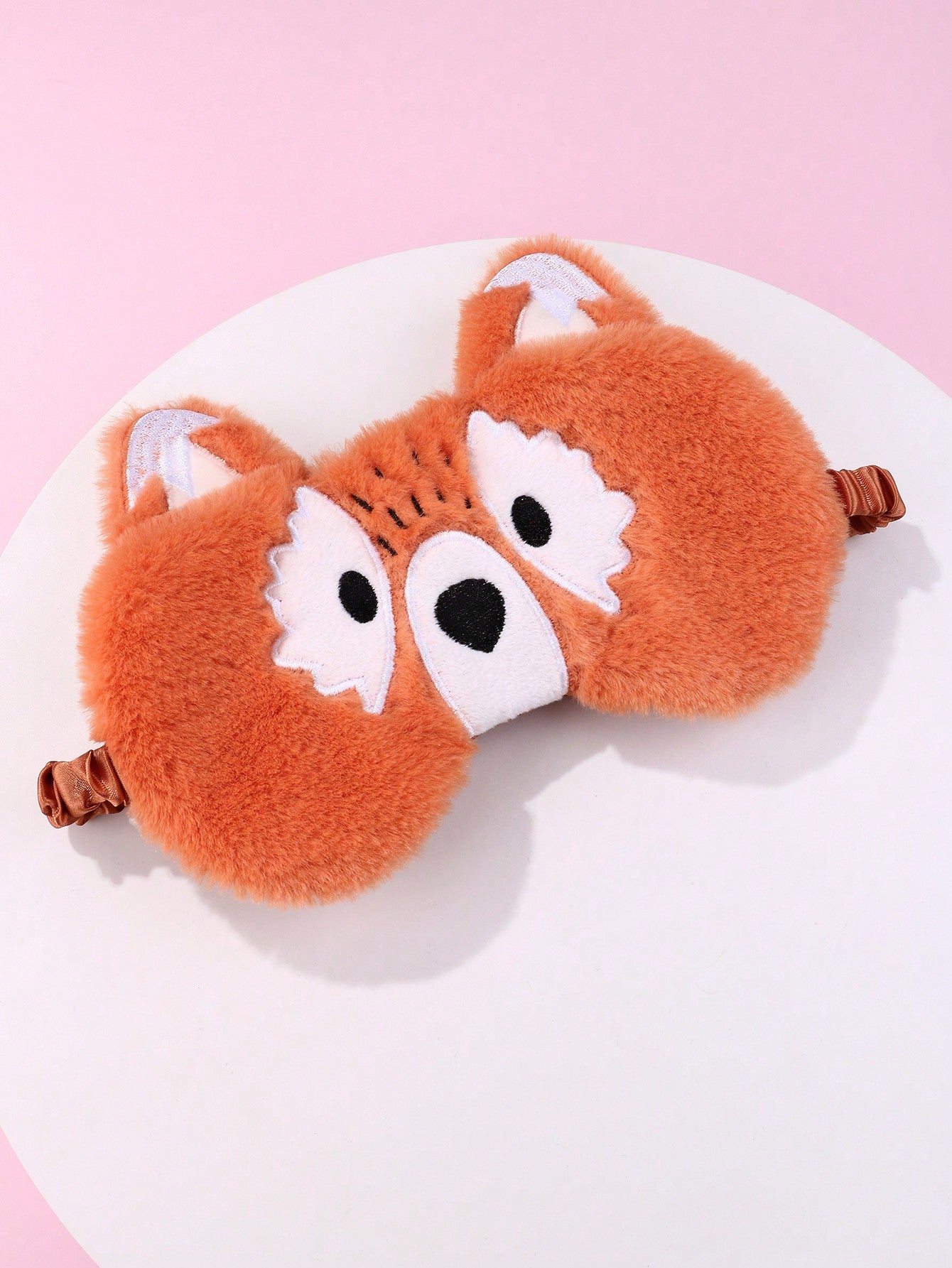 1pc Girls' Fox Shaped Short Plush Material Cute Elastic Sleep Eye Mask With Elastic Band, Suitable For Daily Wear