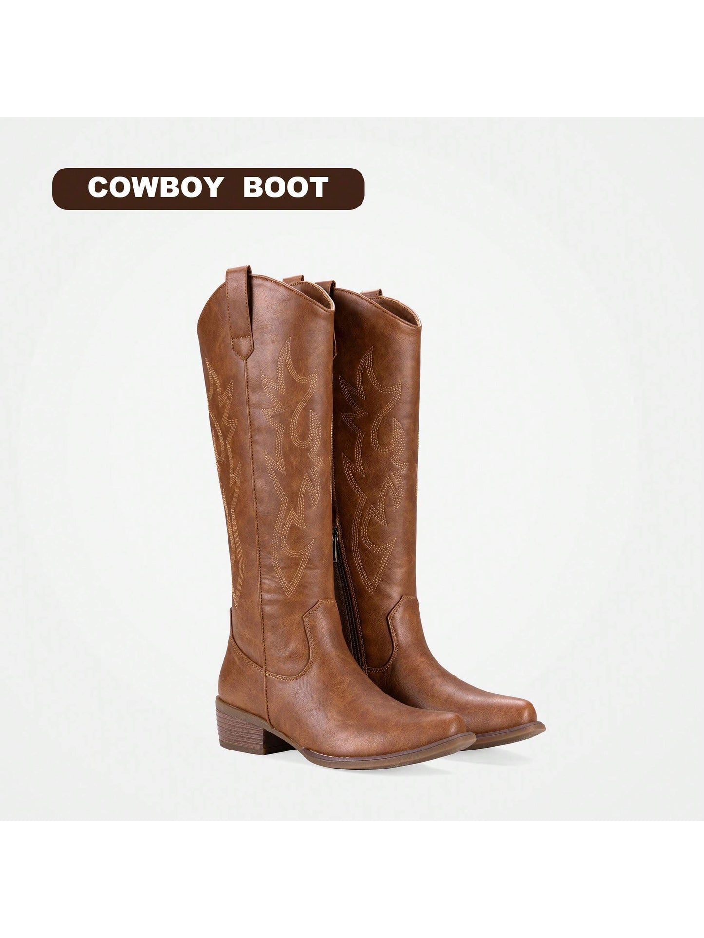 Comfyshoes Women's Embroided Cowboy Boots, Square Toe Knee High Western Boots