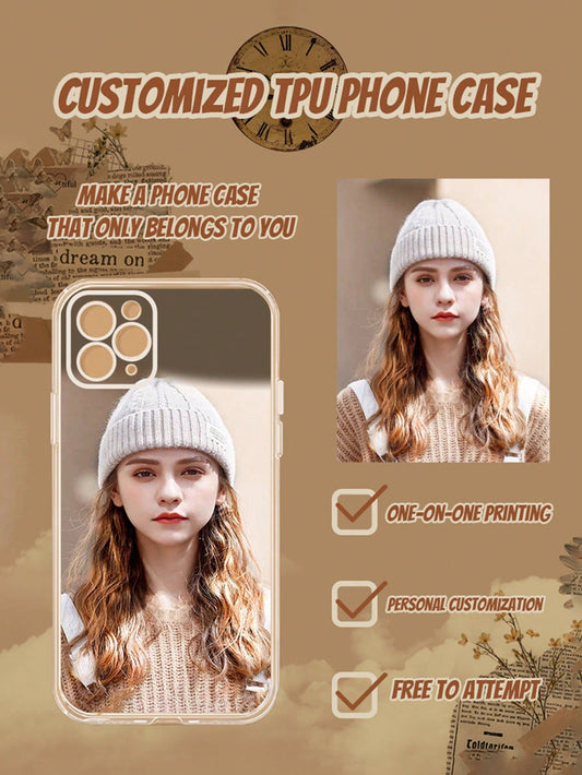 1pc Customized Minimalist Tpu Phone Case Compatible With Iphone 15, Iphone 15 Pro, Iphone 15 Pro Max