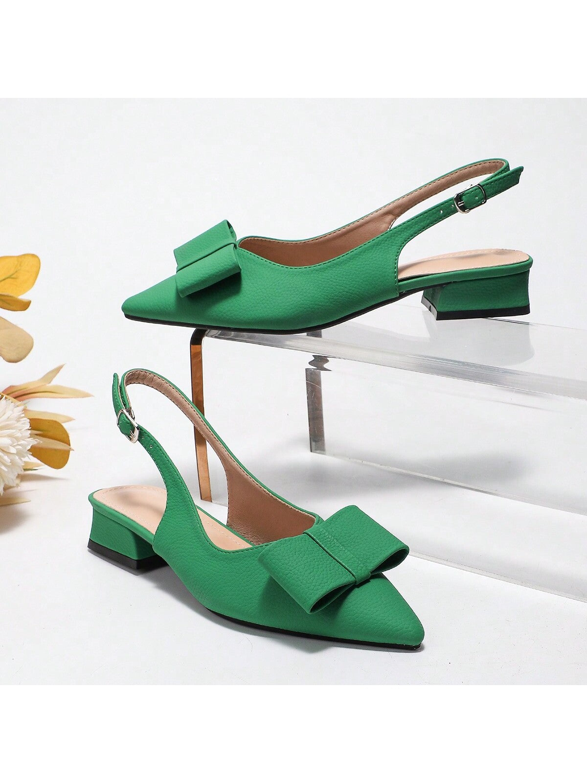 New Summer Fashion Fairy Style Women's Shoes, Low & Mid Heels, Bow Tie, Pointed & Closed Toe Slingback Sandals