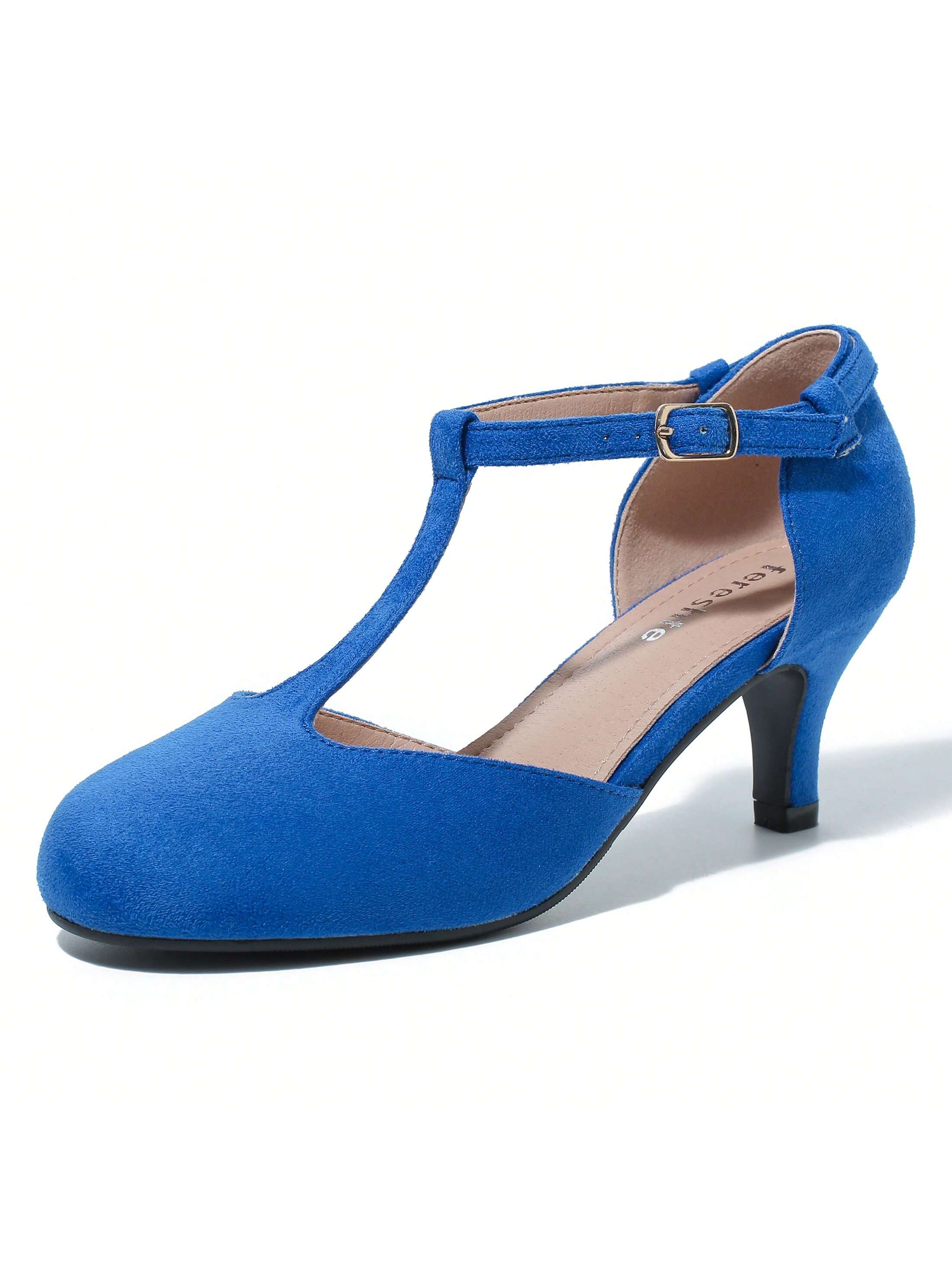 Fereshte Women's Retro Mary Jane Shoes T Strap Kitten Heels Cut Out Dress Pumps