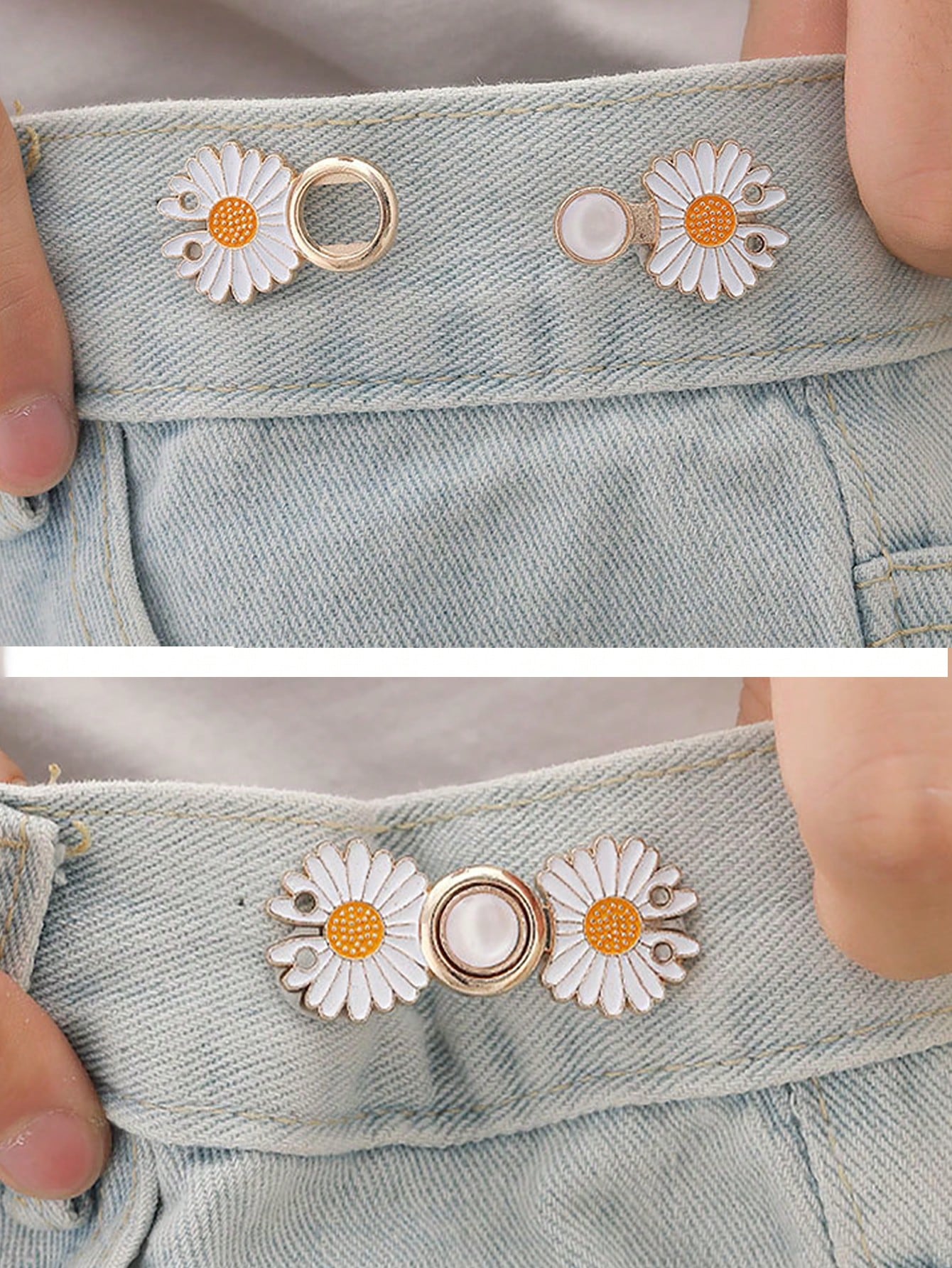 2pcs Reusable Metal Buttons Pearl Snap Fastener Pants Pin Retractable Button Sewing On Buckles For Jeans Fit Reduce Waist