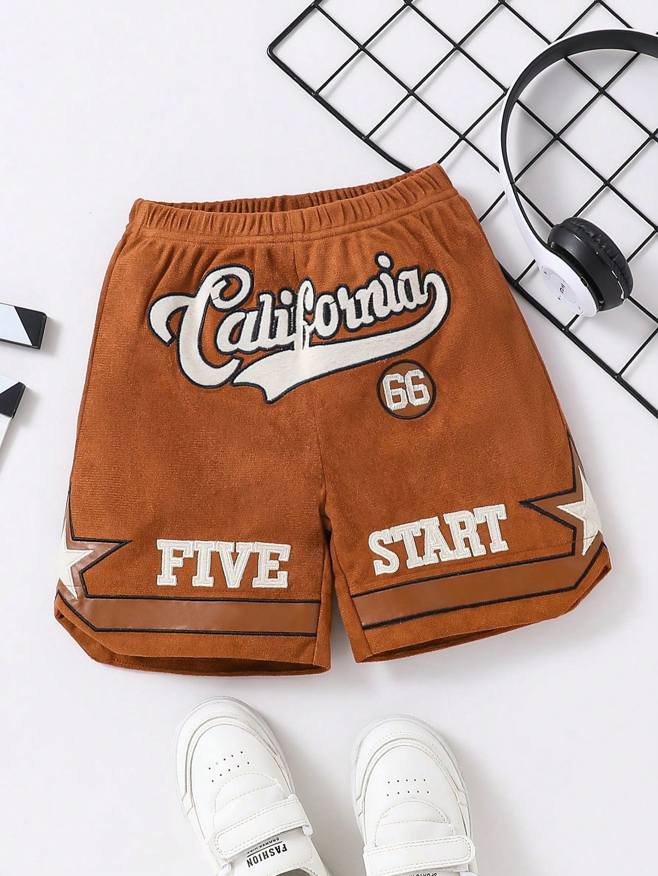 Young Boy Cool Letter Embroidered Shorts, Summer