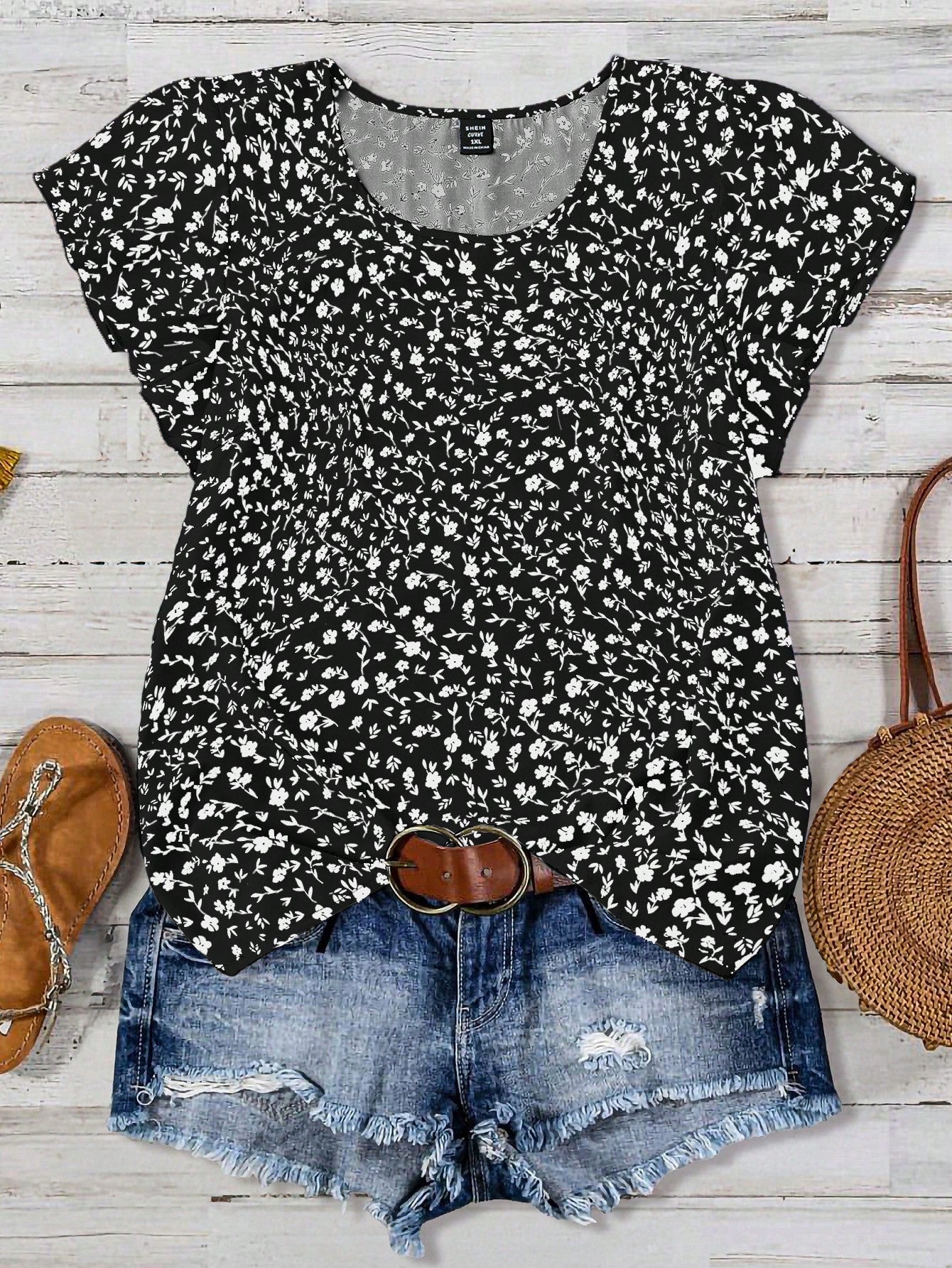 Women's Plus Size Random Printed Simple Daily Shirt