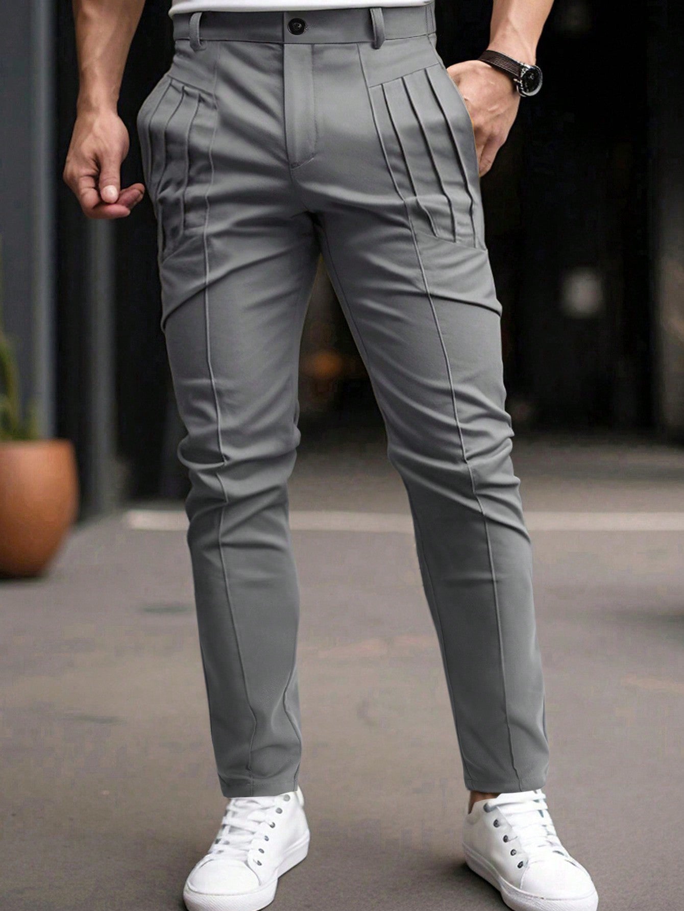 Men's Slim-Fit Dress Pants With Pocket & Toothpick Holder Design