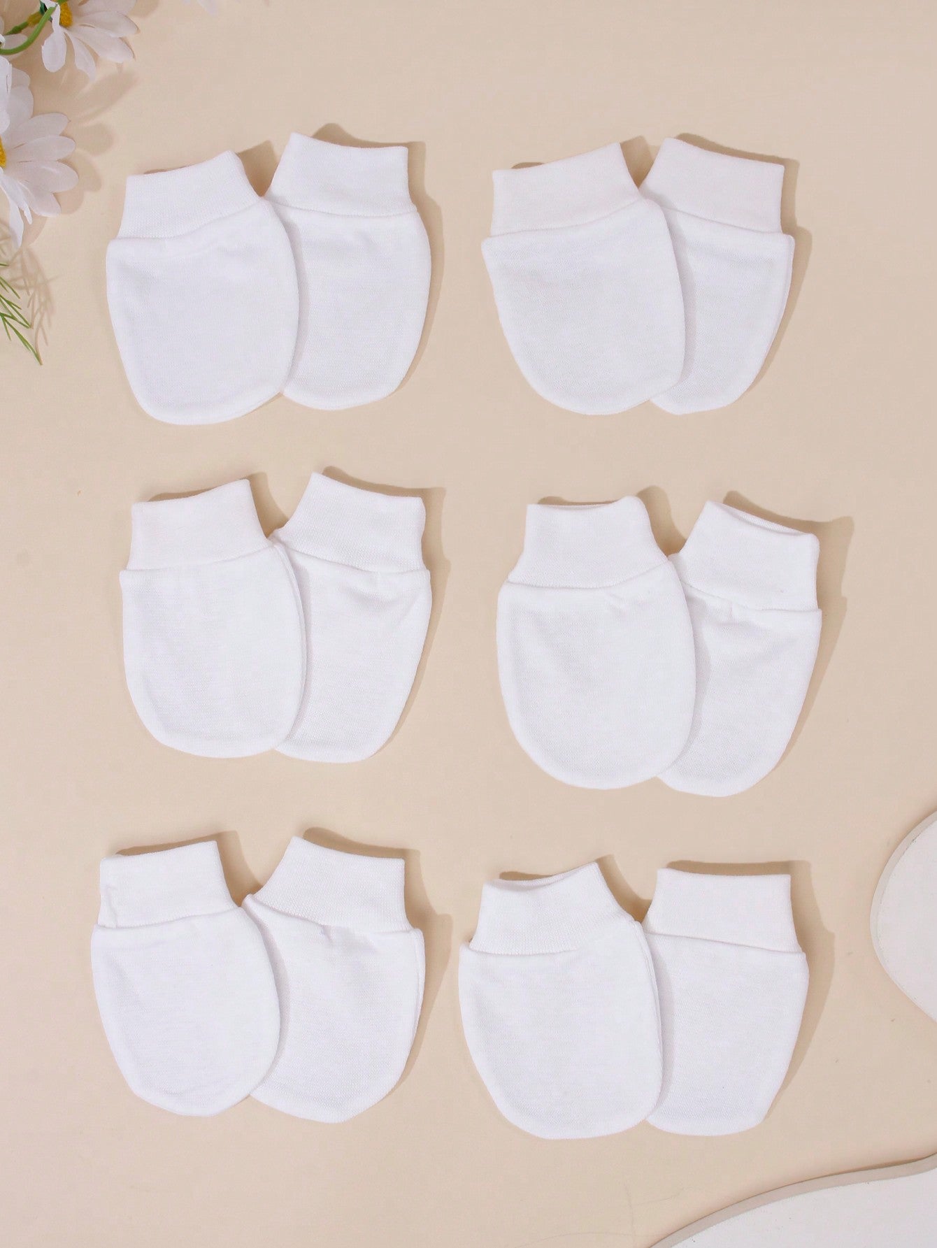 6 Pairs Solid Color Baby Anti-Scratch Face Mittens Newborn Hand Protection Gloves