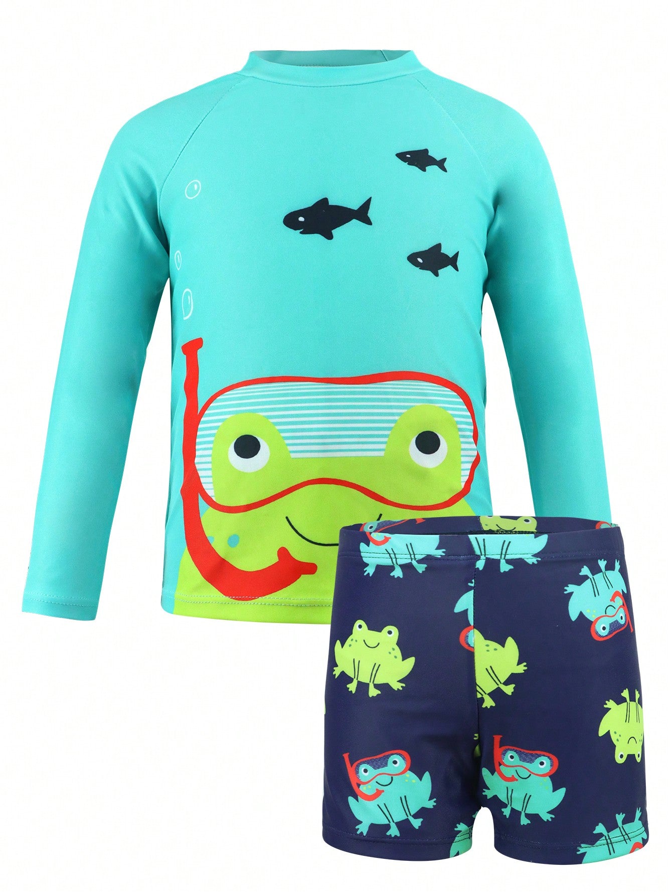 New 24-Year-Old Young Boy Cute Sun Protection Swimsuit With Long Sleeve Shirt And Shorts Set