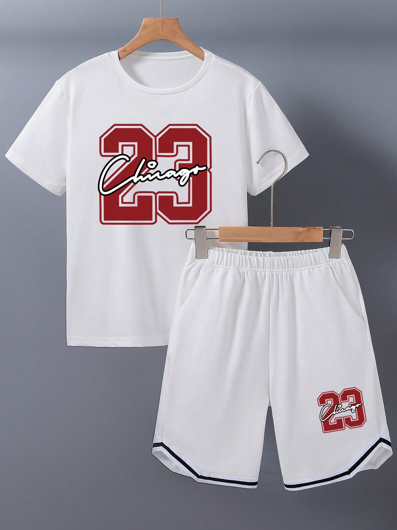 2pcs/Set Tween Boy Sportswear Basketball Jersey & Letter Print T-Shirt And Shorts Set, Summer