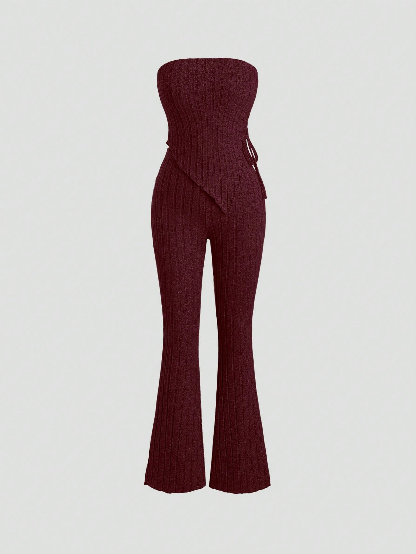 Women'S Asymmetrical Hem Strapless Top And Pants Set