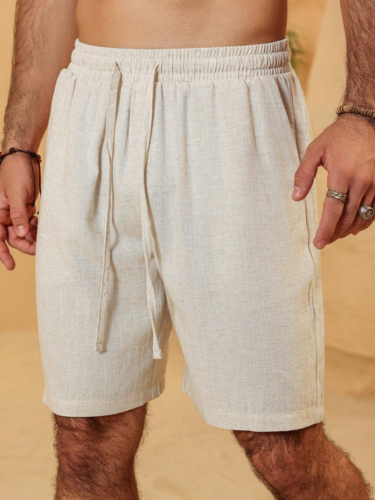 Men's Solid Color Drawstring Waist Casual Shorts