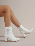 New Style High Heel  Boots, Chunky Heel, Nude Boots, Women's Short Boots, Winter 2024, Fashionable Women's Boots
