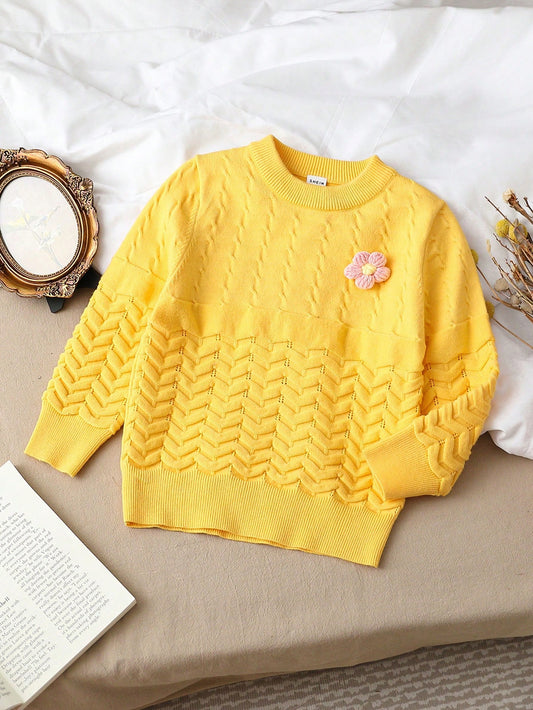 3D Floral Texture Cute & Personalized Sweater For Autumn And Winter