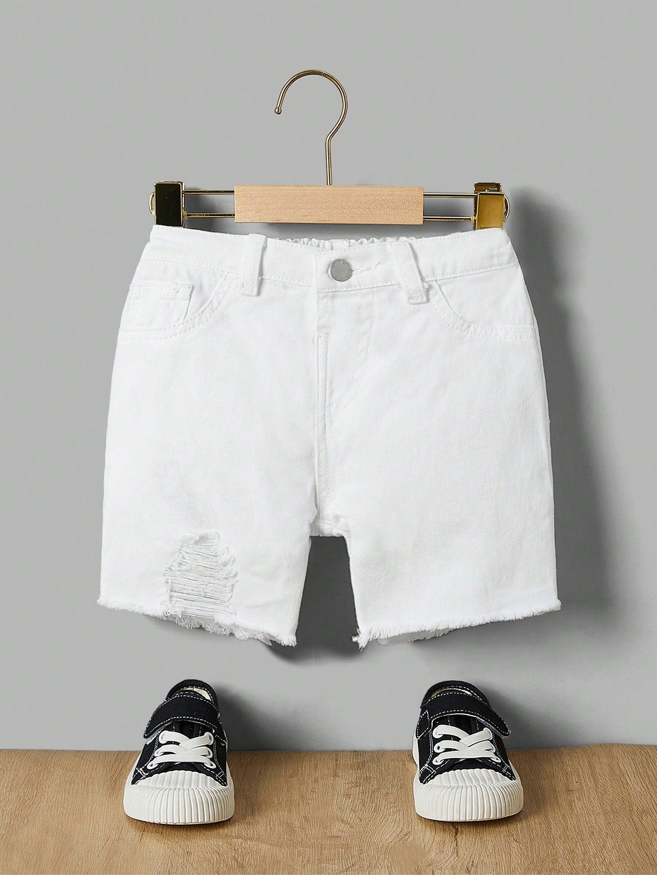 Young Boy Toddler Boys Ripped Raw Trim Denim Shorts