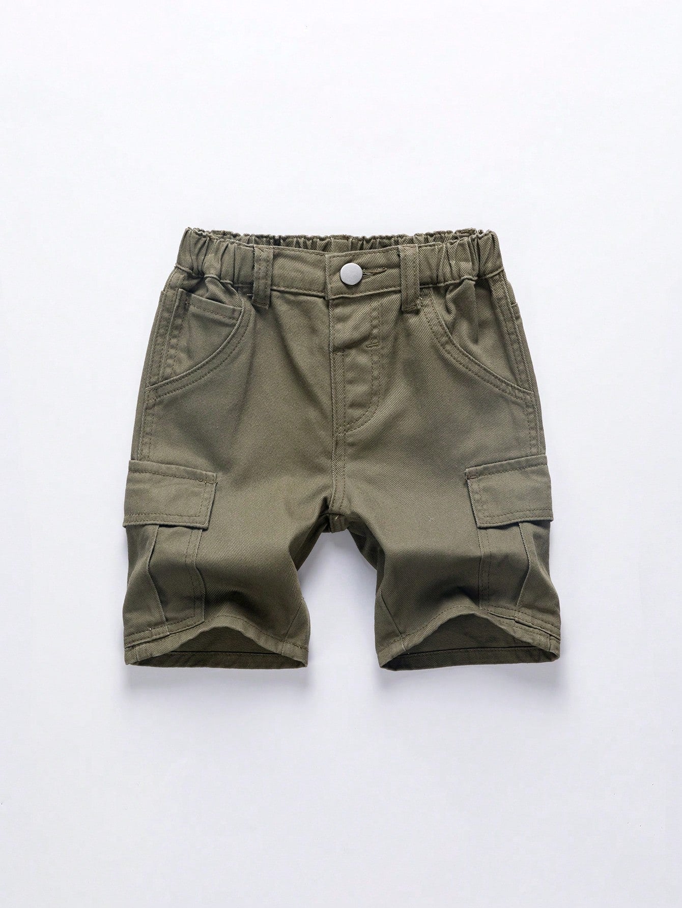 Young Boy Dark Washed Denim Shorts With Pockets, Casual Style