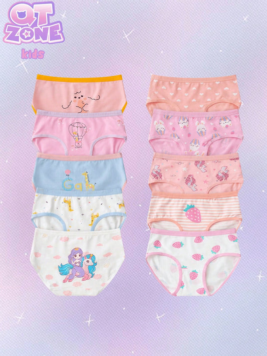 Young Girl 10pcs/Set Cartoon Printed Triangle Underwear