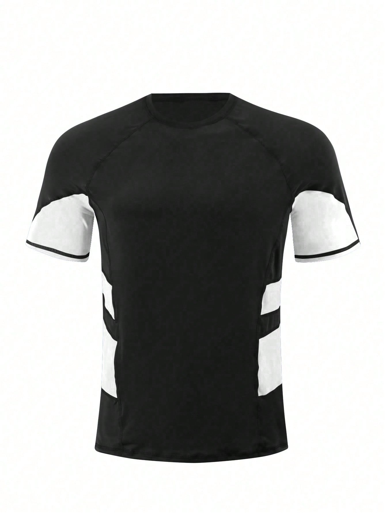 Men's Color Block Short Sleeve Surfing Swim Rashguard