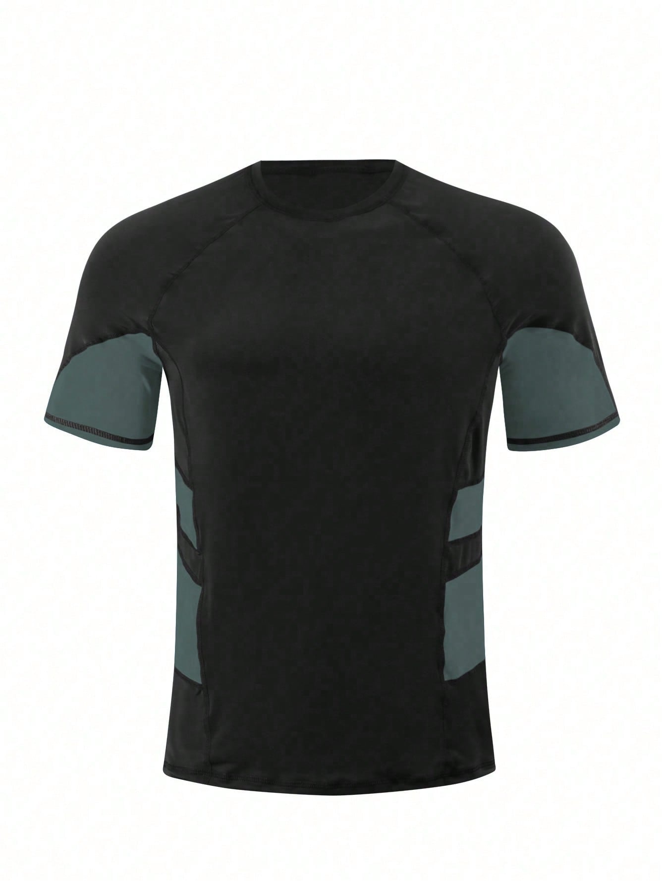 Men's Color Block Short Sleeve Surfing Swim Rashguard