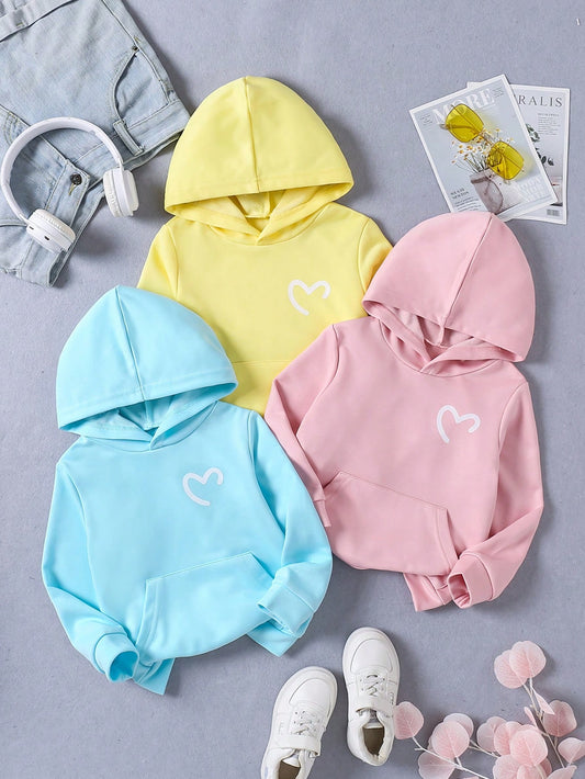 Girls' Classic Comfortable Three-Piece Hooded Sweatshirt Set, Autumn And Winter