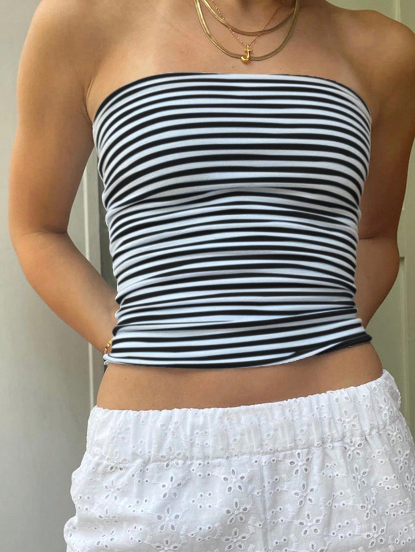 Women's Fashionable Stripe Bandeau Top