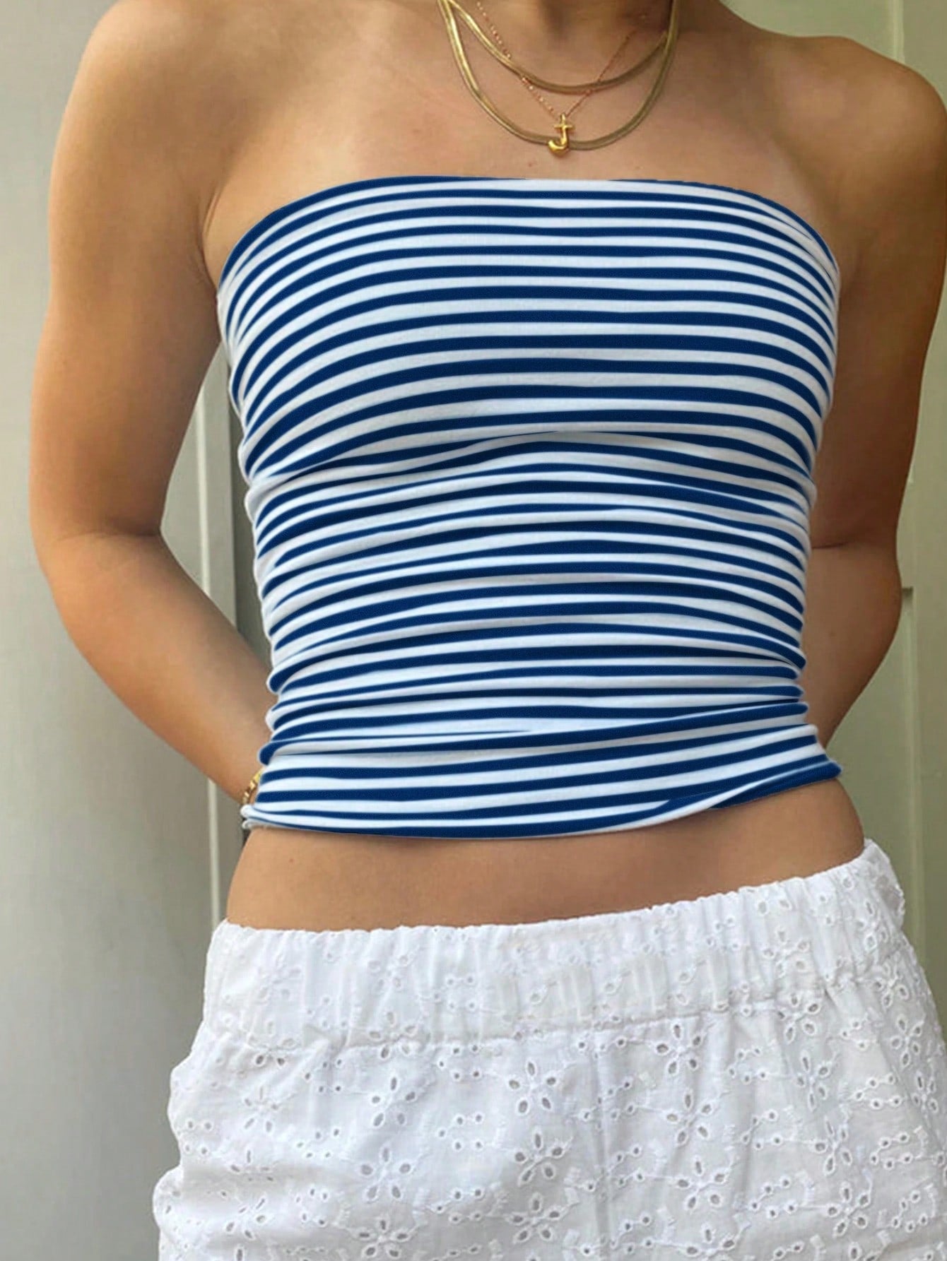 Women's Fashionable Stripe Bandeau Top