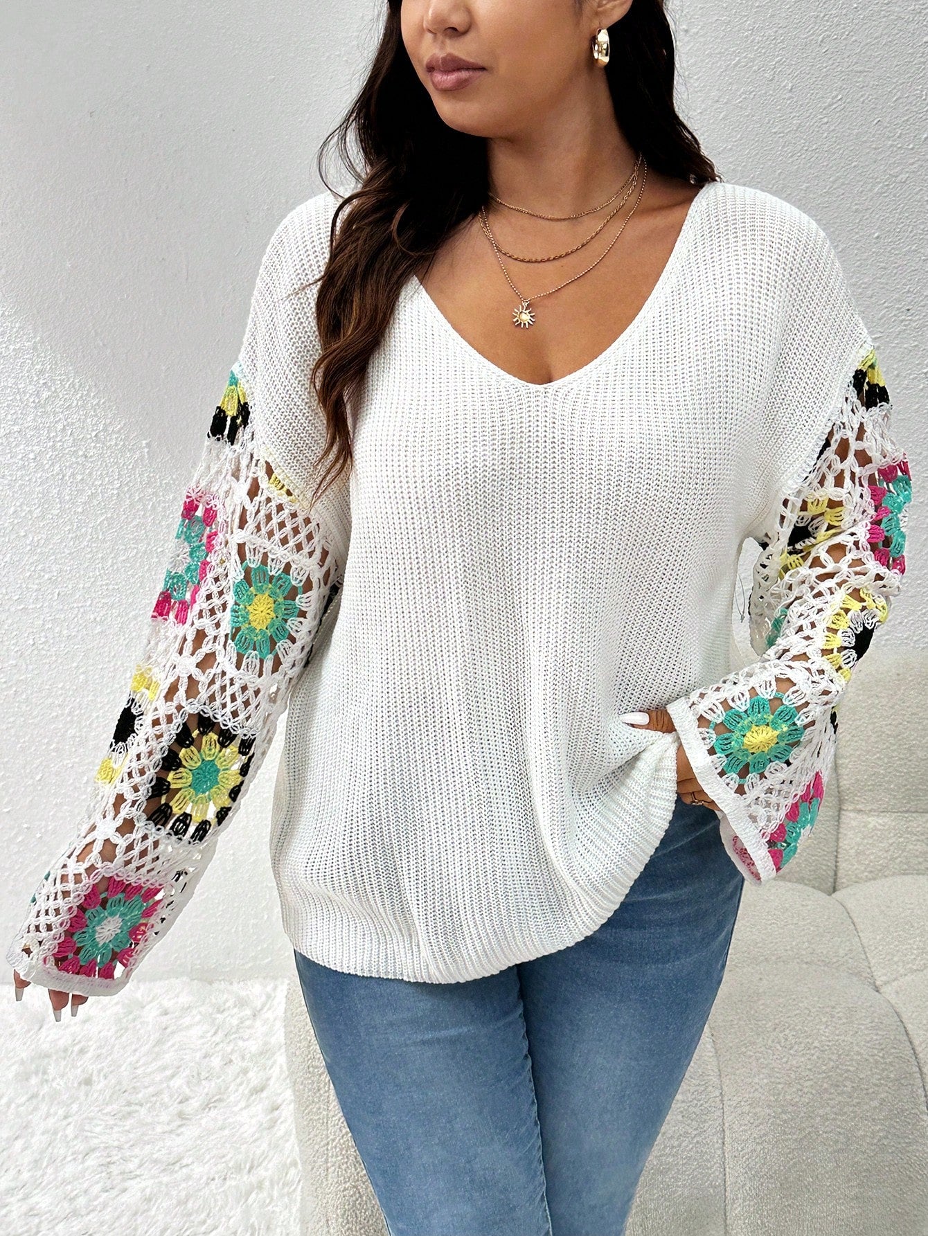 Plus Size Women's Clothing Autumn New Fashion Fall Clothes Fall Outfits Fall Women Outfits Fall Tops Fall Sweaters Going Out Tops Back To School White Top Back To School Clothes Casual Commuting Back To School Clothing Autumn Clothes Business Professional