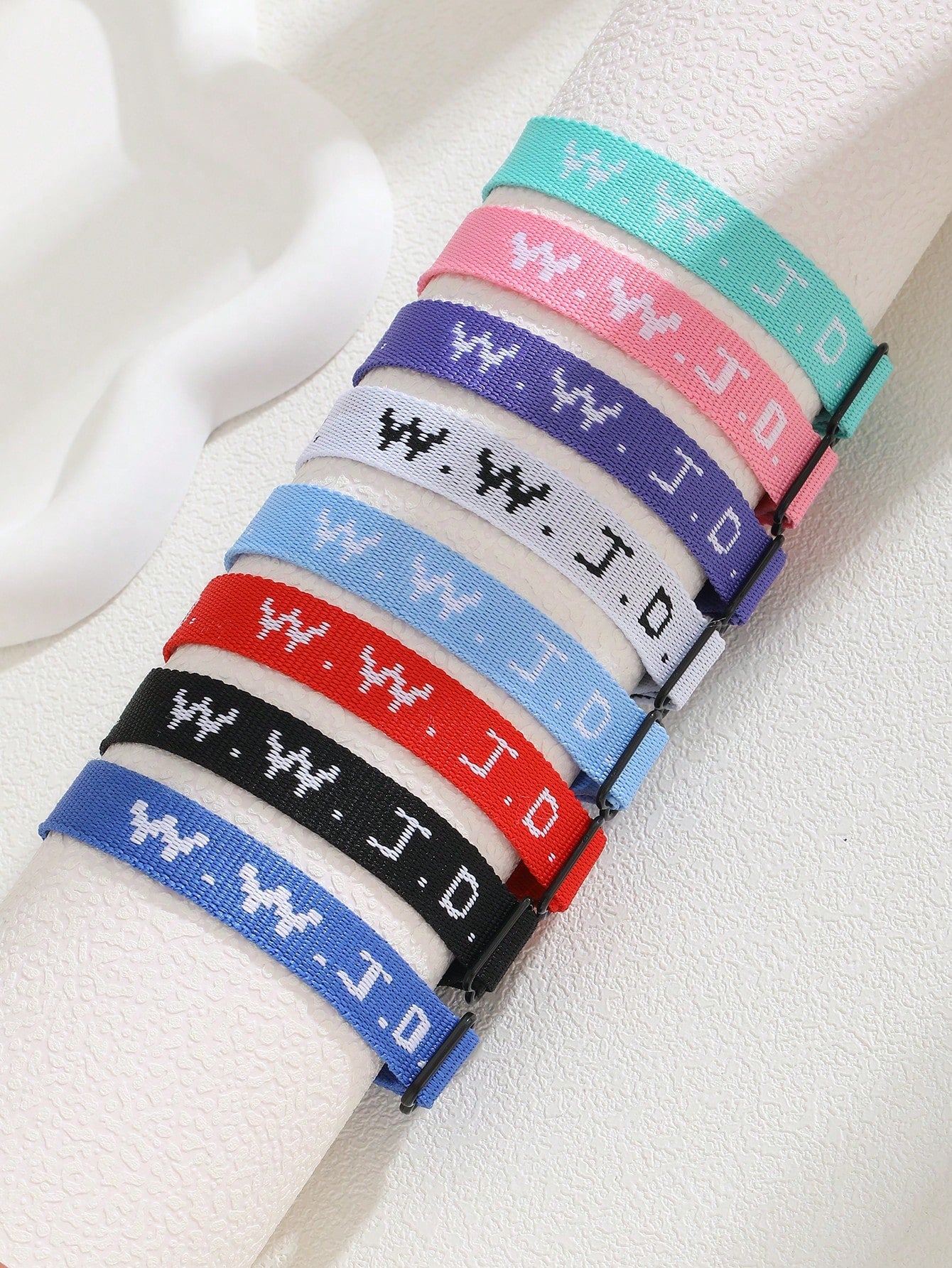 6 Styles WWJD Letter Embroideried Woven Tassel Bracelet What Would Jesus Do Alphabet Jacquard Braided Wristband Bracelet Inspirational Christian Jewelry For Women Men Teens Girls